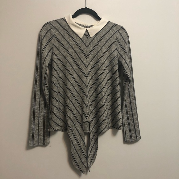 3 FOR $30 -- Monteau Tie Front Collared Sweater (M) - Picture 3 of 10